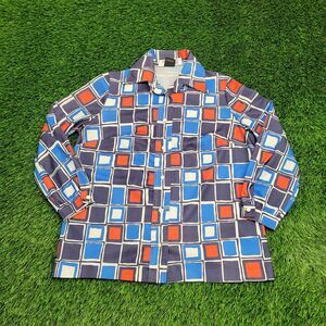 Vintage 70s Disco Hippie Button Shirt Womens S/M 21x26 Blue